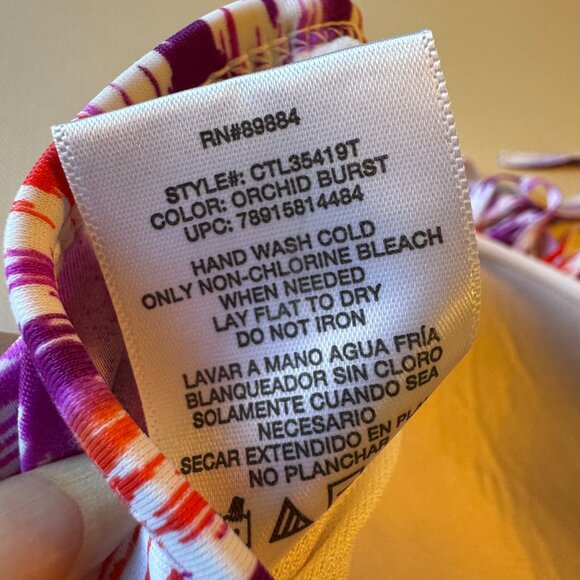 Collections by Catalina Tankini Swim Top Large Orange Purple Fringe Trim - Picture 8 of 8